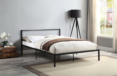 Atwick Black Modern Minimalistic Small Double Metal Bed - image 1