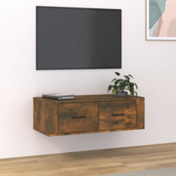 Berkfield Hanging Tv Cabinet Smoked Oak 80X36X25 Cm Engineered Wood - thumbnail 1