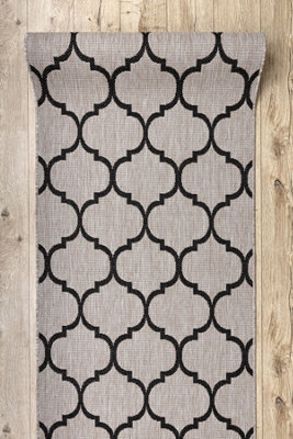 RugsX Runner Sizal Floorlux Design 20608 Moroccan Trellis Silver / Black 70   70X950 Cm - image 1