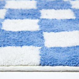 Homescapes Blue & White Check 100% Cotton Non Slip Bath Mat - thumbnail 3