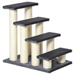 Pawhut Dog Steps For Bed 4 Step Pet Stairs Ladder For Dog Cat Scratch Post Grey - thumbnail 2
