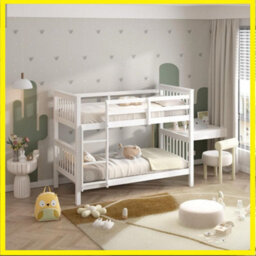 RAC3 Wooden Double Bunk Bed   Space Saving, Sturdy, Sleeps 2   Available In White And Grey  (Double White) - thumbnail 6