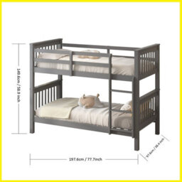 RAC3 Wooden Double Bunk Bed   Space Saving, Sturdy, Sleeps 2   Available In White And Grey  (Double White) - thumbnail 2