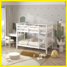 RAC3 Wooden Double Bunk Bed   Space Saving, Sturdy, Sleeps 2   Available In White And Grey  (Double White)