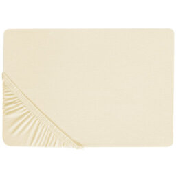 Beliani Fitted Sheet Janbu Cotton 90 X 200 Cm Yellow - thumbnail 1