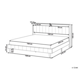 Beliani Bed With Led Fabric Beaulieu 160 X 200 Cm (Eu King Size) With Usb Port With Storage Dark Grey - thumbnail 3