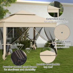 Outsunny Garden Folding Tent Heavy Duty Pop Up Gazebo For Party Cream - thumbnail 7