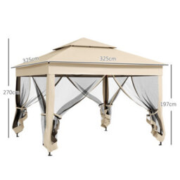 Outsunny Garden Folding Tent Heavy Duty Pop Up Gazebo For Party Cream - thumbnail 3