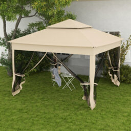 Outsunny Garden Folding Tent Heavy Duty Pop Up Gazebo For Party Cream - thumbnail 1