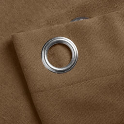 Luxury Living Velvet Chenille Eyelet Curtains Ready Made Pair Tan - thumbnail 5