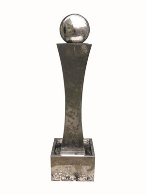 Outdoor Living UK Helsinki Stainless Steel Modern Metal Water Feature With Cover
