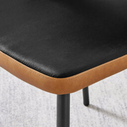 Furniturebox Uk Kai 2X Black Velvet Tan Faux Leather Black Leg Dining Chair - thumbnail 8