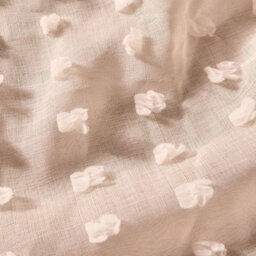Ohs Tufted Pompom Voile Net Curtain Pair Window Panels Slot Top Set - Natural - thumbnail 6