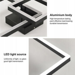 Led Ceiling Lamp Chandelier Black Square Modern 52Cm - thumbnail 3