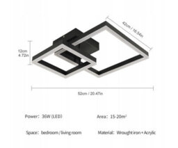 Led Ceiling Lamp Chandelier Black Square Modern 52Cm - thumbnail 2