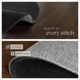Tectake Rug Zonelle Short Pile And Ultra-Soft Carpet In Rectangular Or Round Design   120 Cm - Black - thumbnail 5