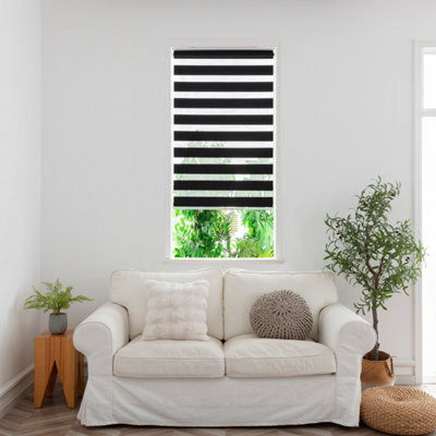 GoodHome Elin Corded Black Day & Night Roller Blind (W)60Cm (L)180Cm - image 1