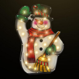 Geezy Christmas Silhouette Lights Indoor Outdoor Snowman Broom Festive Decoration - thumbnail 5