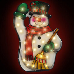 Geezy Christmas Silhouette Lights Indoor Outdoor Snowman Broom Festive Decoration - thumbnail 6