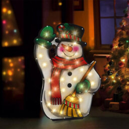 Geezy Christmas Silhouette Lights Indoor Outdoor Snowman Broom Festive Decoration - thumbnail 2
