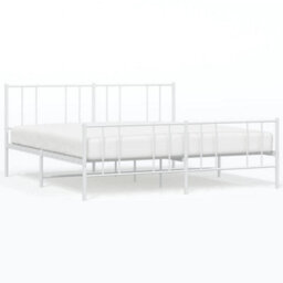 Berkfield Metal Bed Frame With Headboard And Footboard White 180X200 Cm 6Ft Super King - thumbnail 2