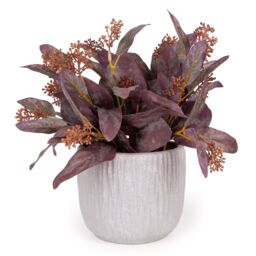 Candlelight Red 30Cm Eucalyptus Pot With Artificial Plant In Grey Textured Cement Pot - thumbnail 3