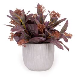 Candlelight Red 30Cm Eucalyptus Pot With Artificial Plant In Grey Textured Cement Pot - thumbnail 2