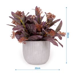 Candlelight Red 30Cm Eucalyptus Pot With Artificial Plant In Grey Textured Cement Pot - thumbnail 5