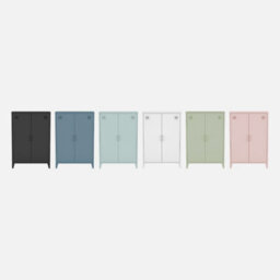 Sweeek - Metal Sideboard Cabinet With 2 Storage Compartments Industrial-Style Light Green 75X33X110 Cm - Soho - thumbnail 5