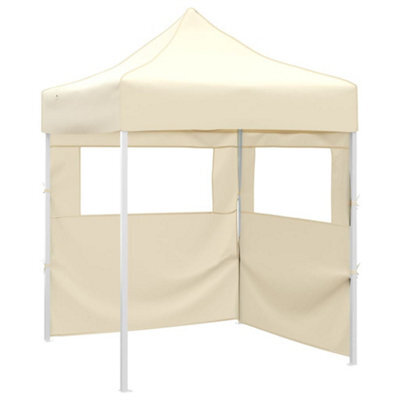 Walplus Professional Folding Party Tent Garden Gazebo Canopy With 2 Sidewalls 2X2 M Steel Cream - image 1