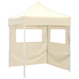 Walplus Professional Folding Party Tent Garden Gazebo Canopy With 2 Sidewalls 2X2 M Steel Cream - thumbnail 1