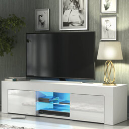 Tv Unit 130Cm Sideboard Cabinet Cupboard Tv Stand Living Room High Gloss Doors - White