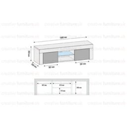 Tv Unit 130Cm Sideboard Cabinet Cupboard Tv Stand Living Room High Gloss Doors - White - thumbnail 5