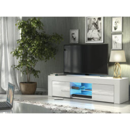 Tv Unit 130Cm Sideboard Cabinet Cupboard Tv Stand Living Room High Gloss Doors - White - thumbnail 4