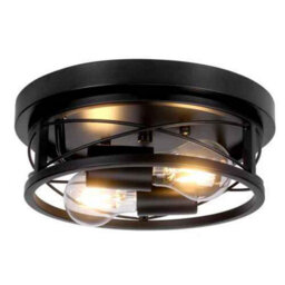 Black Round E27 Flush Ceiling Light Bulb Not Included - thumbnail 1