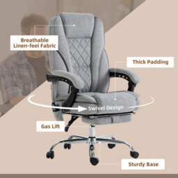 Vinsetto Massage Office Chair, Heated Reclining Desk Chair, Grey - thumbnail 7
