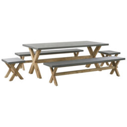 Beliani Garden Dining Set With Benches And Stools 8 Seater Olbia Concrete Grey - thumbnail 1