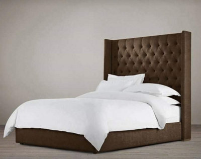 Stratus Interiors Alexander Wing Back Bed Frame Chesterfield Headboard - Add Professional Assembly & Delivery- King - Standard Bed - image 1