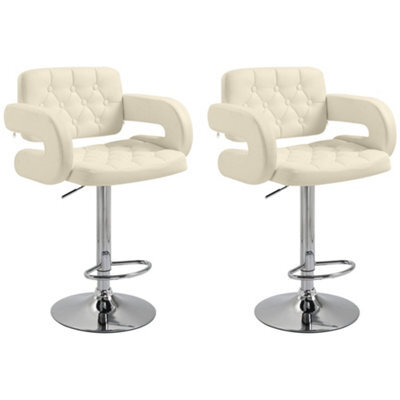 Wyld Haus Senoke Set Of 2 White Faux Leather Adjustable Swivel Bar Stools With Back And Arm Support - image 1
