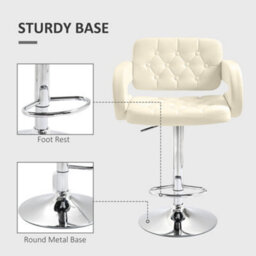 Wyld Haus Senoke Set Of 2 White Faux Leather Adjustable Swivel Bar Stools With Back And Arm Support - thumbnail 6