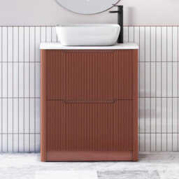 Royal Bathrooms Avenza 800mm Terracotta Clay Floor Standing Countertop Bathroom Vanity Unit 2 Drawer With Elva Basin
