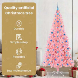 Vidaxl Christmas Tree With 300 Leds With Stand Pink 210 Cm Pvc - thumbnail 7