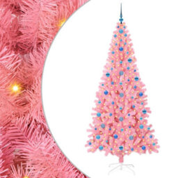 Vidaxl Christmas Tree With 300 Leds With Stand Pink 210 Cm Pvc - thumbnail 2