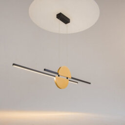 Luminosa Lighting Luminosa Skyline Modern Bar Pendant Ceiling Light Black 4000K 800Lm Brass Shade - thumbnail 2