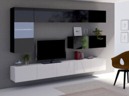 "Arte Calabrini 4 Entertainment Unit: Sophisticated Black And White - W2500mm X H1050mm X D430mm For Tvs Up To 42"""