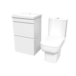 Nes Home 500mm White 2 Drawers Basin Vanity Unit & Close Coupled Toilet - thumbnail 6