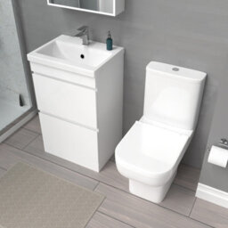 Nes Home 500mm White 2 Drawers Basin Vanity Unit & Close Coupled Toilet - thumbnail 4
