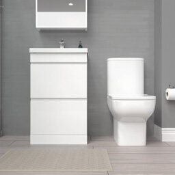 Nes Home 500mm White 2 Drawers Basin Vanity Unit & Close Coupled Toilet - thumbnail 2