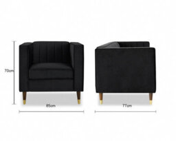 Home Detail Thomas Velvet Fabric 1 Seater Sofa, Black Velvet - thumbnail 5