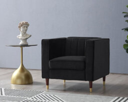Home Detail Thomas Velvet Fabric 1 Seater Sofa, Black Velvet - thumbnail 1